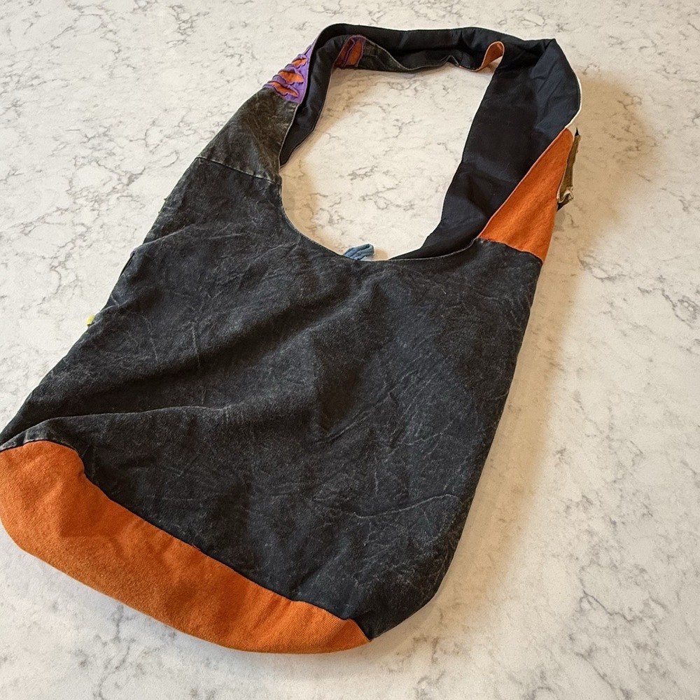 Patchwork Bag Peace Love Hippie Boho 100% Cotton Made in Nepal Zip-Close Festiva View 4